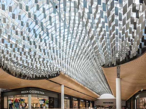 Aglo&rsquo;s architectural ceiling feature at Eastland Shopping Centre
