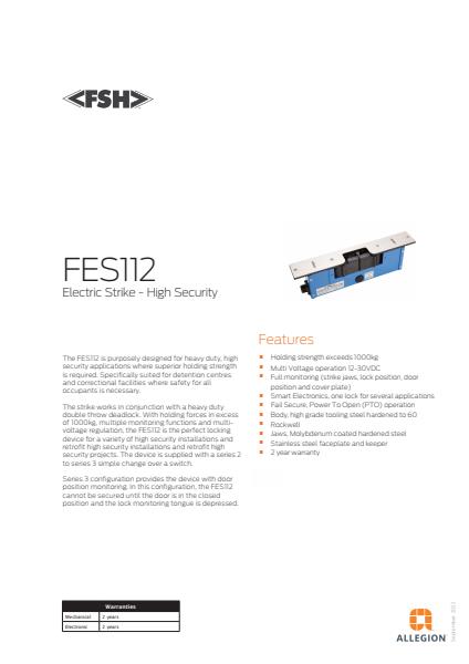 FSH FES112 Custodial Strikes Product Catalogue 