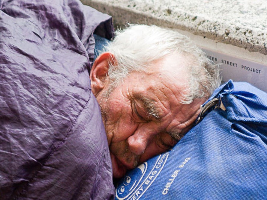 A homeless man sleeping rough in the city. More and more older people will be homeless on current trends. Image: Flickr&nbsp;
