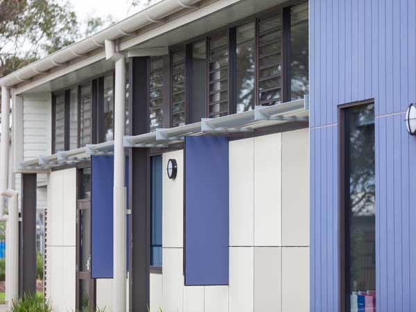 Safetyline Jalousie louvre windows at St Justin's Oran Park