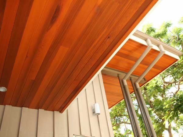 Cedar Sales’ vee-joint satin prefinished panelling in Western Red Cedar adds a commanding focal point to any space