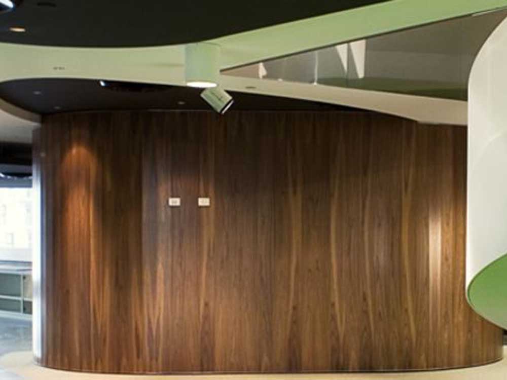 A curved wall at the National Foods office achieved with CurveShield