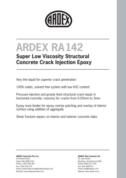 ARDEX RA 142- Super Low Viscocity Structural Concrete Crack Injection Epoxy
