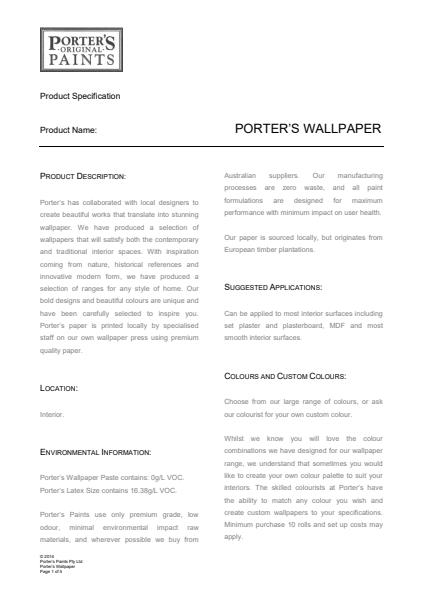 Porter's Designer Wallpaper | Architecture & Design