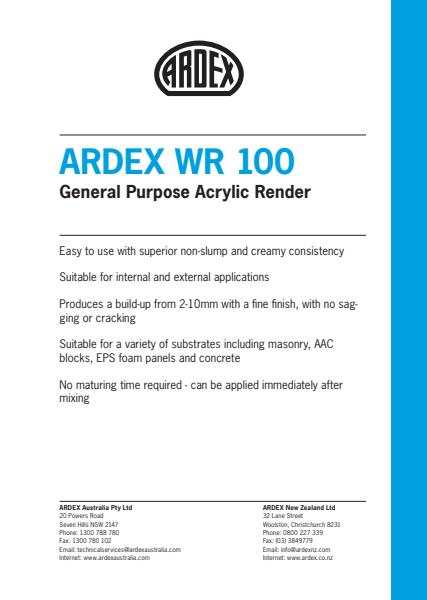 ARDEX WR 100 General Purpose Acrylic Render