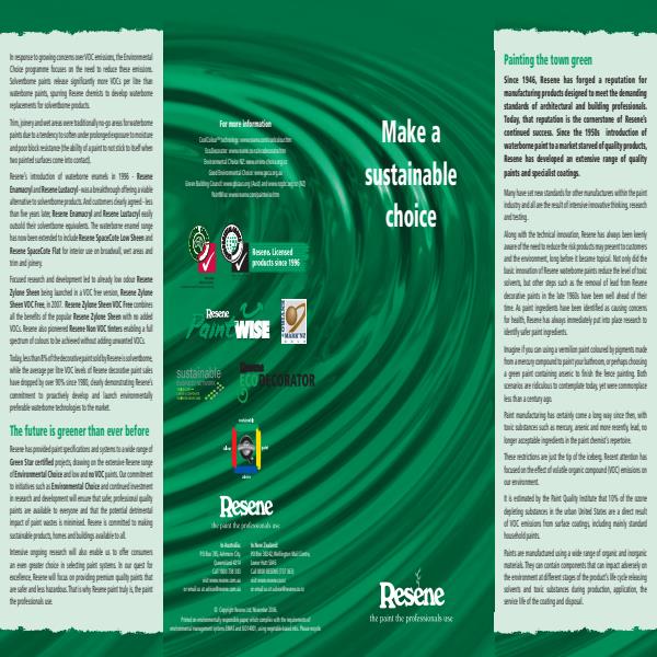 Resene Make a Sustainable Choice Brochure 