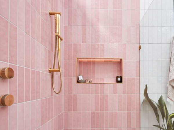 bathroom niche shower pink tiling