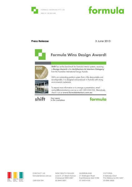 Design Award in the Architecture & Interiors Category