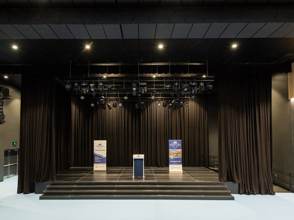 Wirreanda Secondary School - QUATTRO Stage, Front Steps, Access Ramp & full curtain system