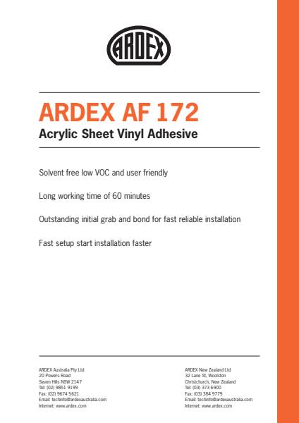 ARDEX AF 172 Acrylic Sheet Vinyl Adhesive