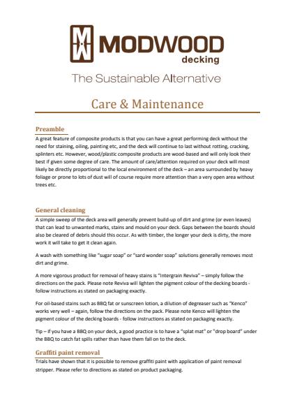 ModWood Care & Maintenance