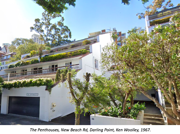 Less well known was his choice of Ken Woolley, Sydney's best architect in the second half of the 20th century, to design The Penthouses in 1967, one of his best works and outstanding architecture as it steps down the steep hill in Darling Point.