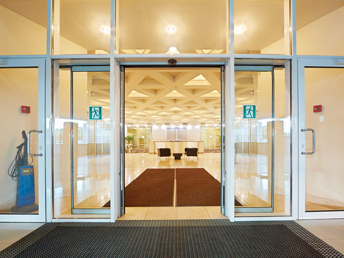External automatic doors in aged care facility
