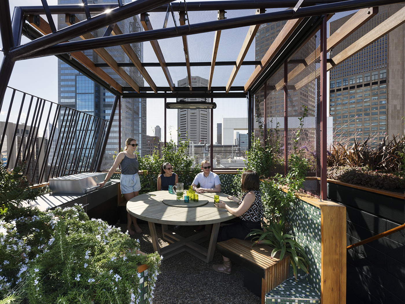 Phoenix Rooftop is a green refuge in the unlikeliest of places - 30-stories high, on an exposed, yet spectacular site in the centre of Melbourne. Image: Supplied

