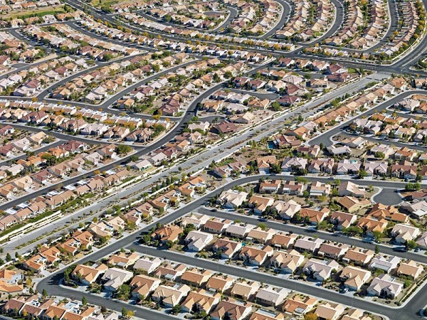 suburbia aerial view