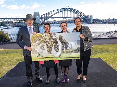 NSW Governor David Hurley, artist Judy Watson, Lord Mayor Clover Moore and curatorial advisor Hetti Perkins
