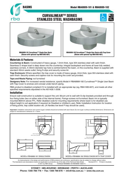 Curvalinear Series Stainless Steel Washbasins 