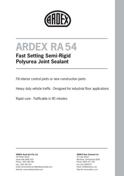 ARDEX RA 54 - Fast Setting Flexible Polyurea Joint Sealant