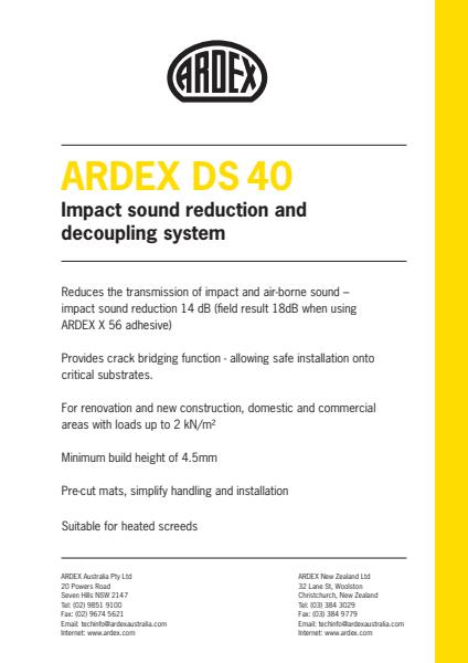 ARDEX DS 40 Impact Sound Reduction and Decoupling System
