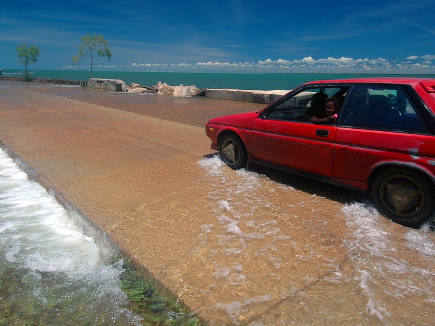 King tides now regularly breach seawells meant to protect Torres Strait Island communities. Photography by Suzanne Long&nbsp;
