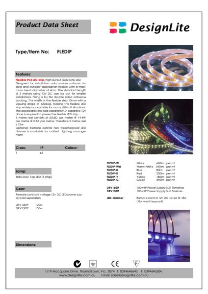 DesignLite Flexible Exterior LED Strip Product Information