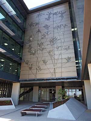 The Atmosphere facade system on the WALGA headquarters featuring the Kangaroo Paw on Pic Perf panels
