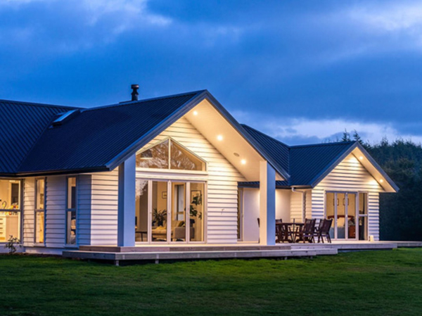 External weatherboard cladding outdoors night