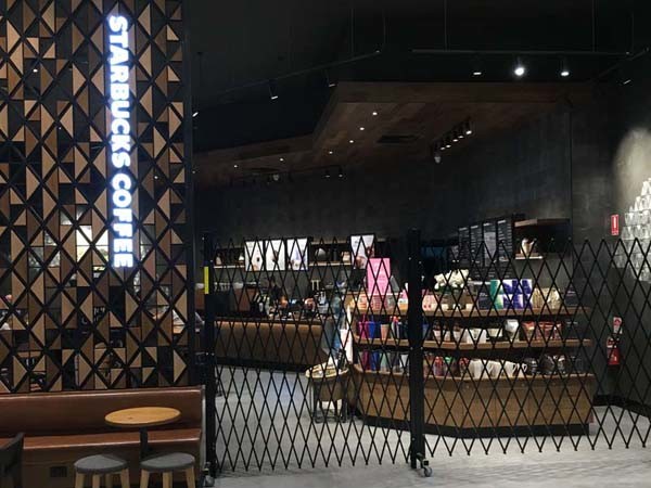 Starbucks store in Ringwood, Melbourne featuring ATDC&rsquo;s portable barricades
