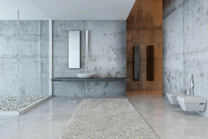 Honed concrete bathroom indoor polished concrete