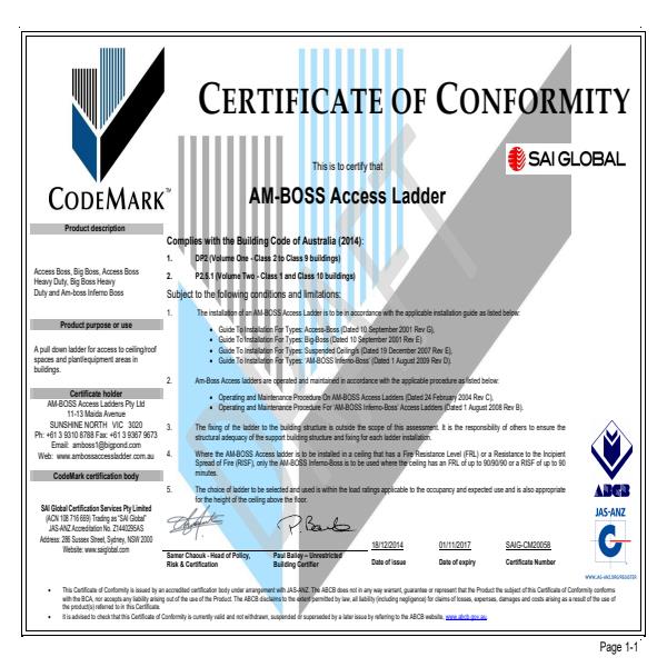 CodeMark Certificate of Conformity 