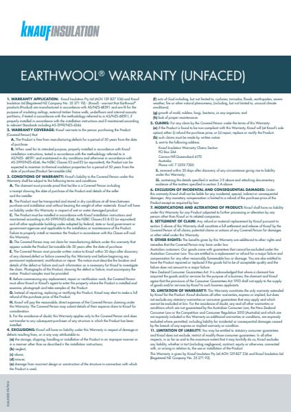 Knauf Earthwool Ceiling Batts Warranty