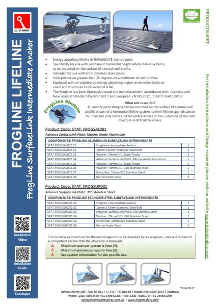 Frogline Lifeline product sheet