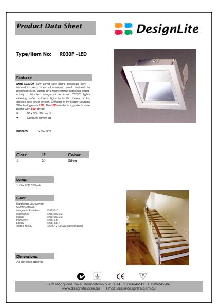 DesignLite Recessed Wall Lights Product Information