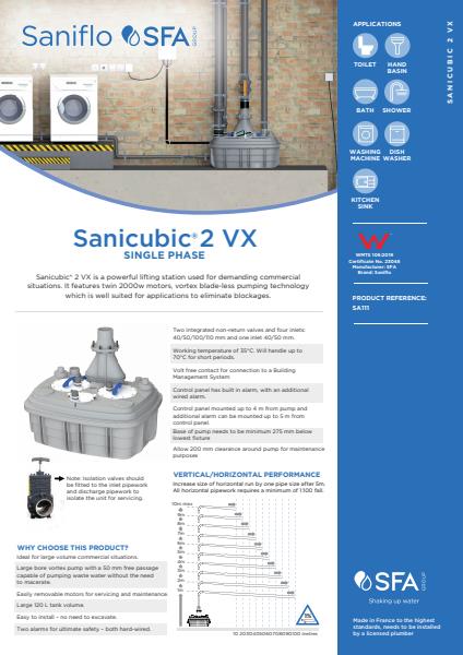 Sanicubic 2 VX Single Phase Product Sheet