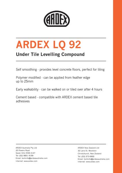 ARDEX LQ 92 Undertile Levelling Compound