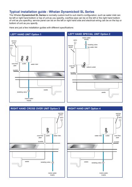 Installation guide for Dynamicboil SL Series water dispensers