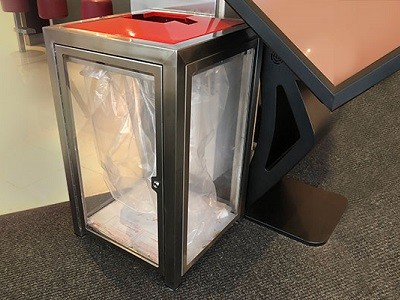 Bin featuring clear polycarbonate walls
