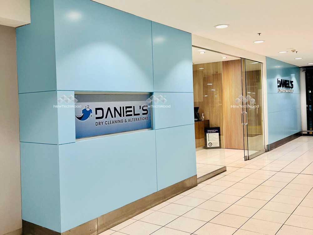 NewTechWood Castellation cladding feature wall at Daniels Dry Cleaning