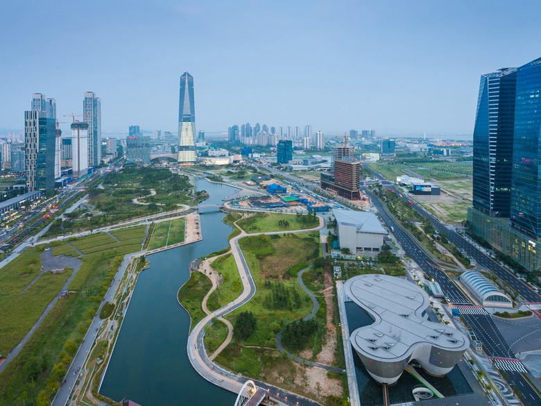 Songdo in South Korea is a prime example of a sustainable urban devleopment. Image: Eco-Business
