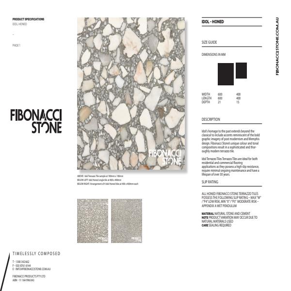 Fibonacci Stone Idol Product Sheet