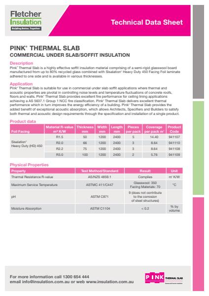Pink® Thermal Slab Technical Data Sheet