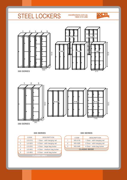  305/380 Steel Lockers Range