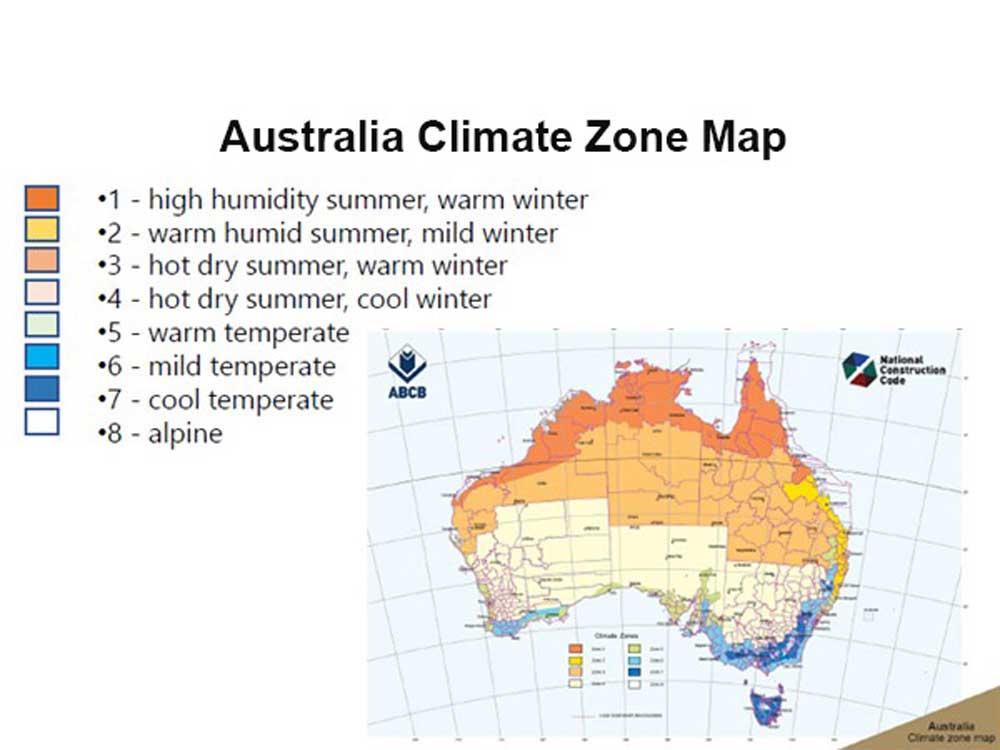 Building Code of Australia (BCA) Climate Zone Map 