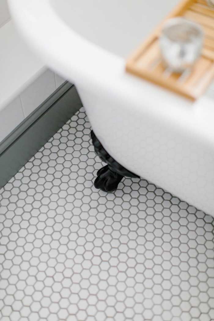 Mosaic bathroom floor tiles