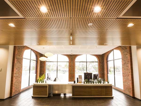 SUPAWOOD&rsquo;s SUPATILE 10 acoustic timber ceiling tiles (Photo Courtesy of Cooktown Constructions)
