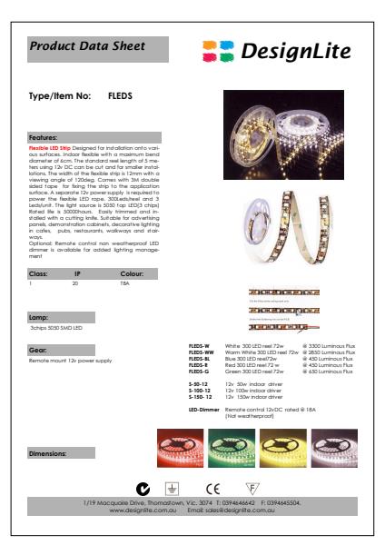 DesignLite Flexible LED Strip Product Information