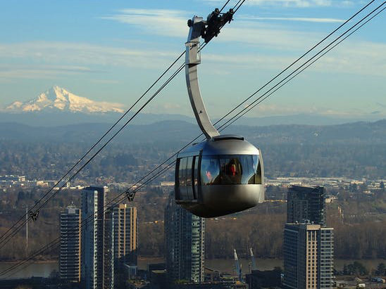 Cable cars grace many urban skylines, including this one in Portland, in the United States. Patrick M/Flickr, CC BY
