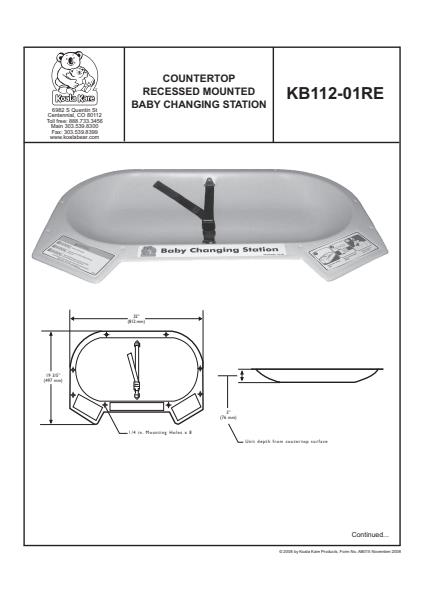 Countertop Recessed Mounted Baby Changing Station