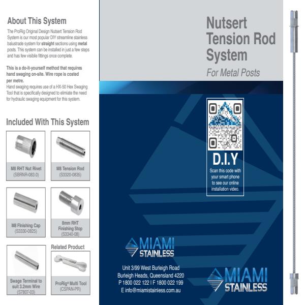 Nutsert tension rod system metal brochure