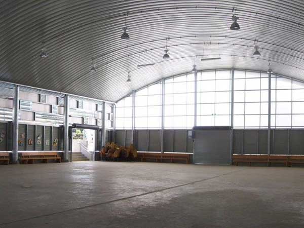 The enclosed sports and assembly hall
